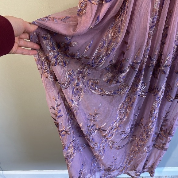 Altar'd State Mariska Lace Embroidered Maxi Dress Lilac Purple Size S Fairy - Picture 9 of 16